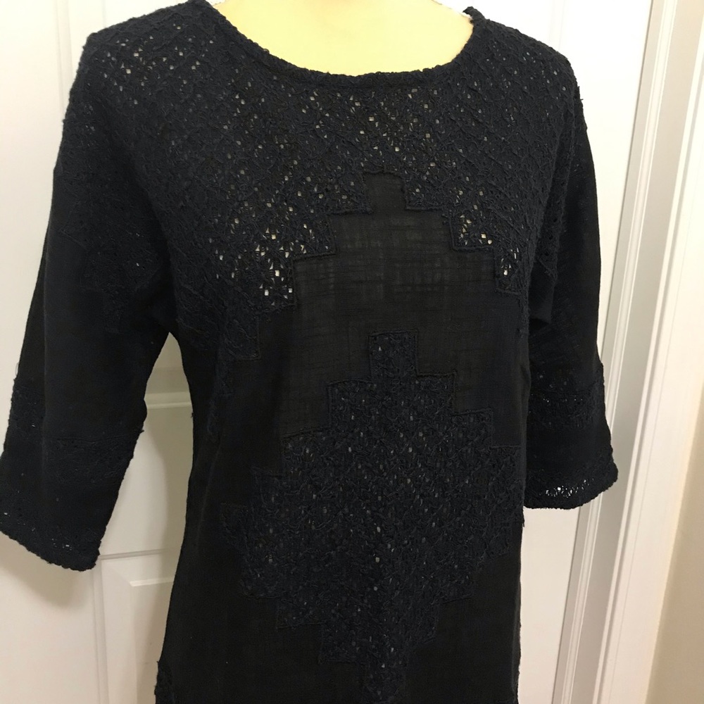 NWT Free People cotton black tunic dress coverup xs - Picture 5 of 7